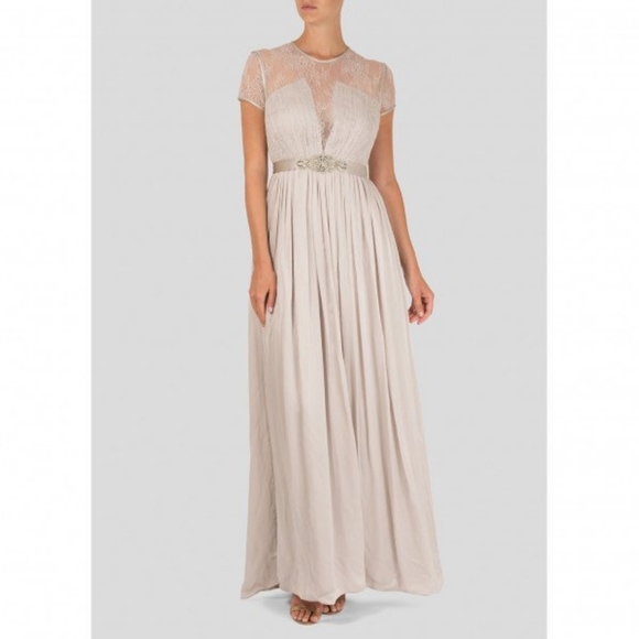 Catherine Deane Dresses & Skirts - Catherine Deane Thora Opal Gray Lace Silk Georgette Pleated Wedding Dress 10